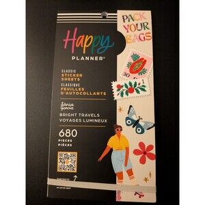 Happy Planner x Tania Garcia Classic Sticker Sheets Bright Travels 680 Pieces